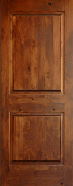 Candlelight Finished Knotty Alder 2-Panel Interior Door